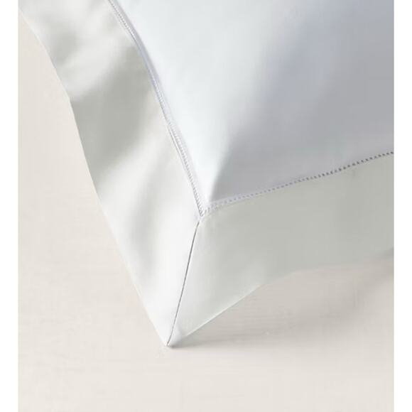 RALPH LAUREN Sateen Border Euro Sham Organic Cotton White/Parchment 26"x26" $185 - Picture 2 of 6